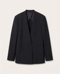 Jil Sander - Midnight Wool Collarless Black Blazer