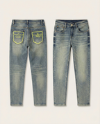 Fendi - Slim-Fit Vintage Wash Jeans with Neon Graphic Pockets