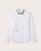 Dior - Bee Embroidery Slim-Fit Shirt in White Cotton Poplin with Contrast Collar