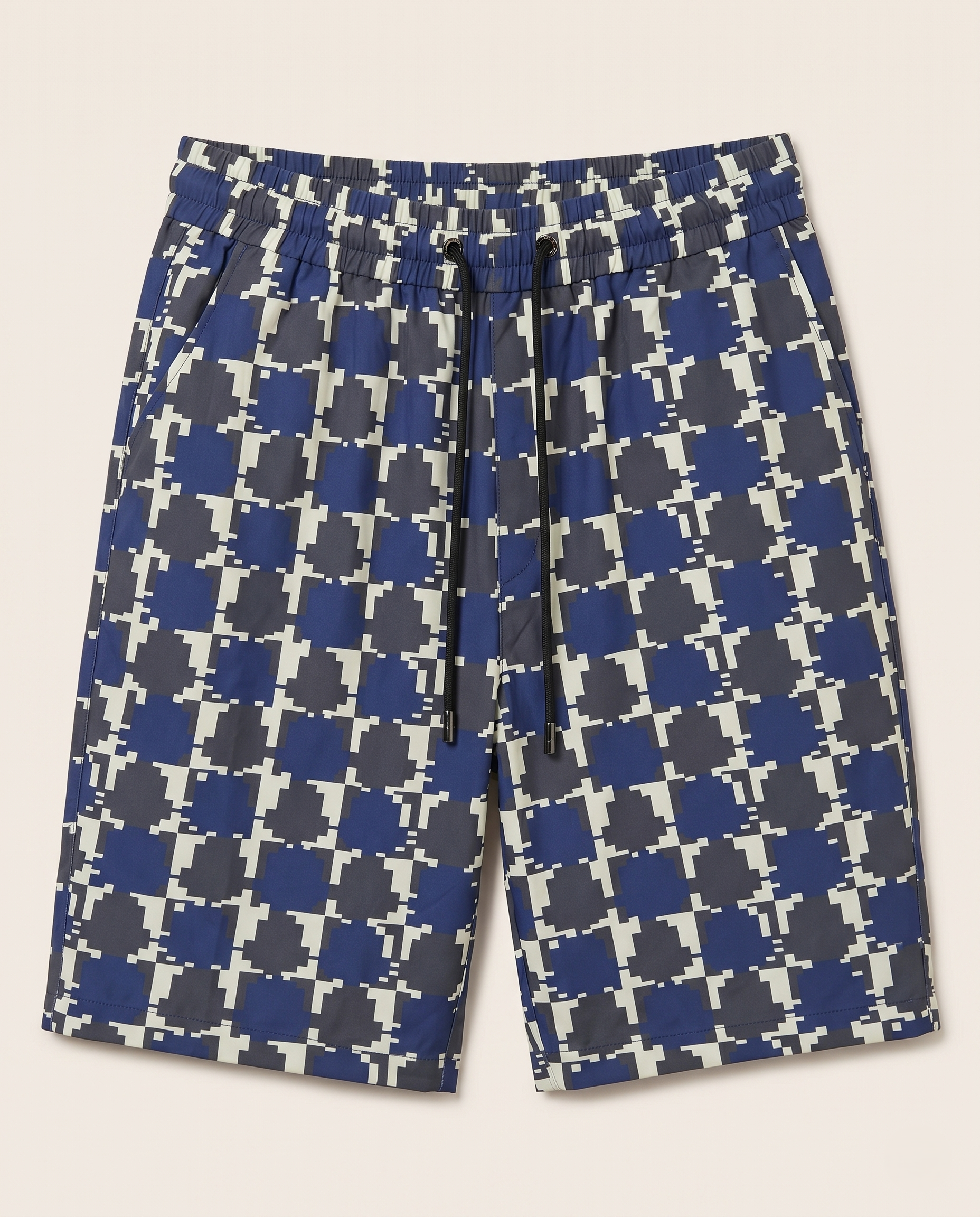 Moncler - Graphic Geometric Print Shorts - Blue/Cream