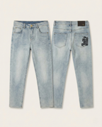 Burberry - Light Wash Slim Fit Jeans with Equestrian Knight Logo