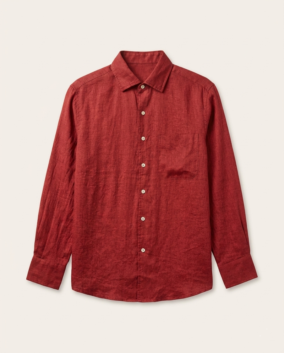 Loro Piana - Men's Andre Shirt in Sostanza Linen – Breathable Luxury Long-Sleeve Button-Down in Deep Rust