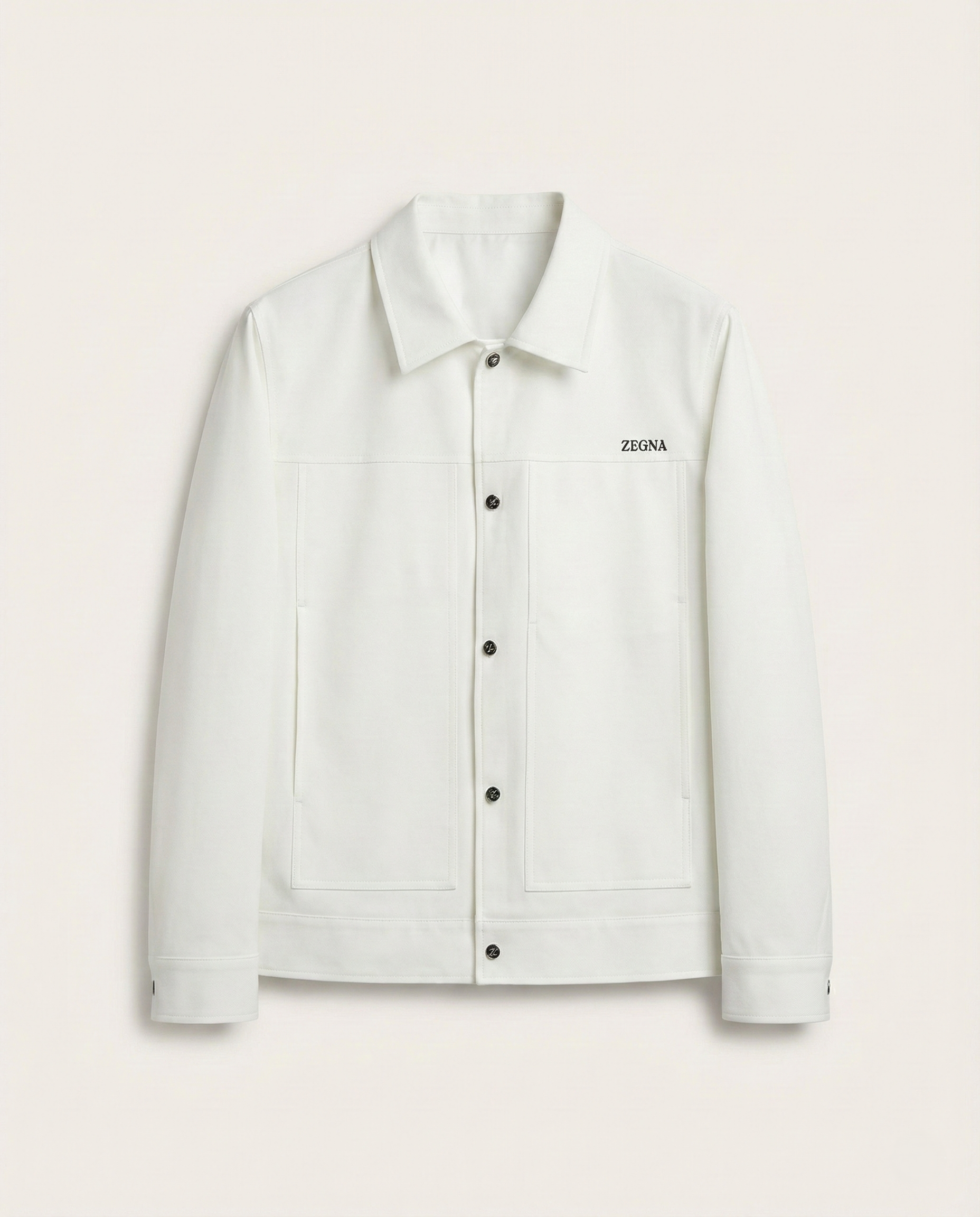 Zegna White Cotton-Blend Shirt Jacket