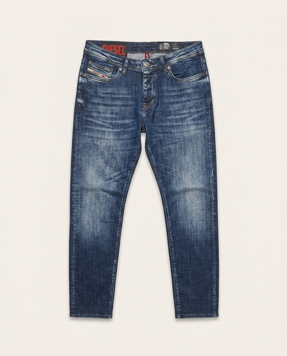 Diesel - S-Kleen Slim Fit Distressed Jeans in Dark Blue Wash