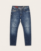 Diesel - S-Kleen Slim Fit Distressed Jeans in Dark Blue Wash
