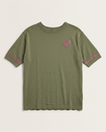 Louis Vuitton - Embroidered Monogram Trim Knit T-Shirt in Khaki Green