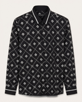 Dolce & Gabbana - Men’s DG Logo Diamond Monogram Silk-Blend Shirt in Nero