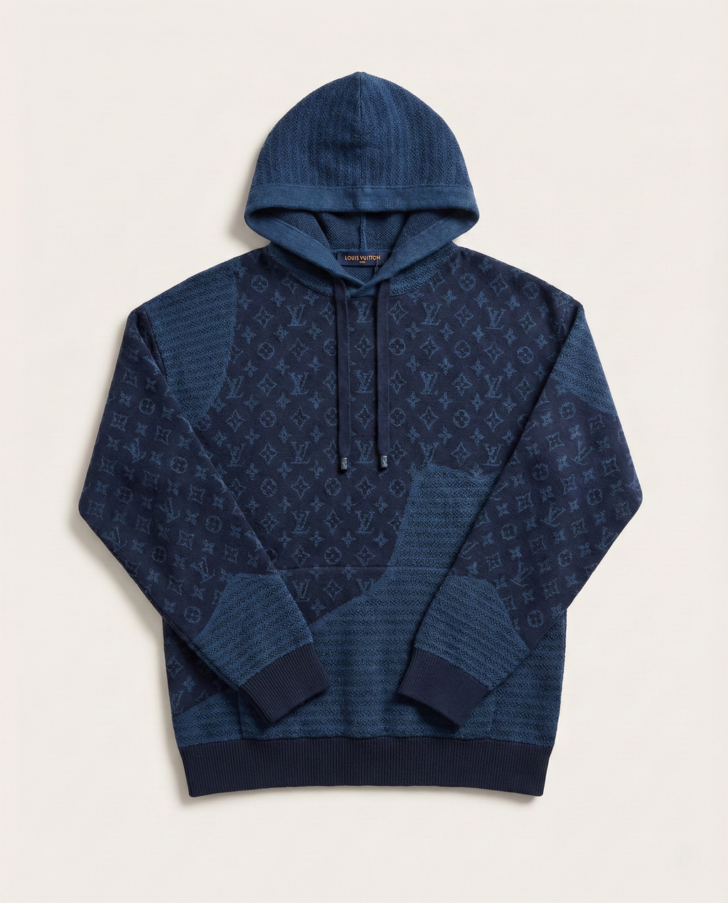 Louis Vuitton Navy Textured Monogram Wool-Blend Hoodie