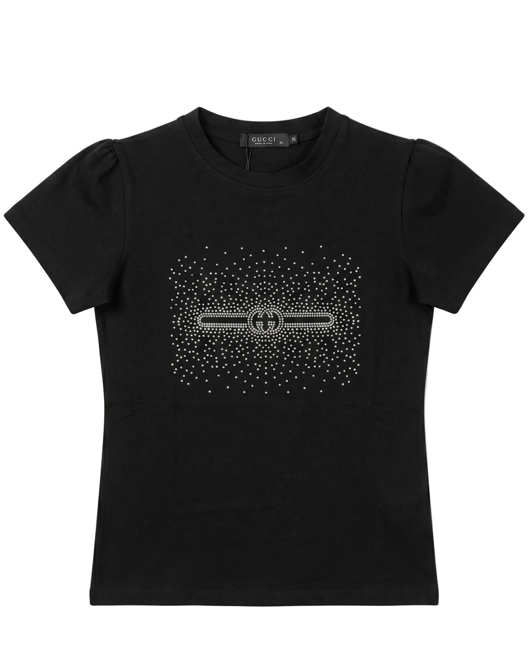 Gucci Kids - Crystal Interlocking G Puff-Sleeve T-Shirt - Black