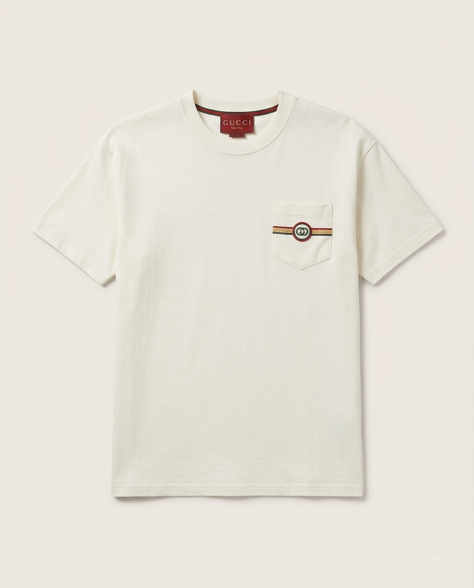 Gucci - Interlocking G Web Stripe Pocket T-Shirt – Heritage Cotton Jersey