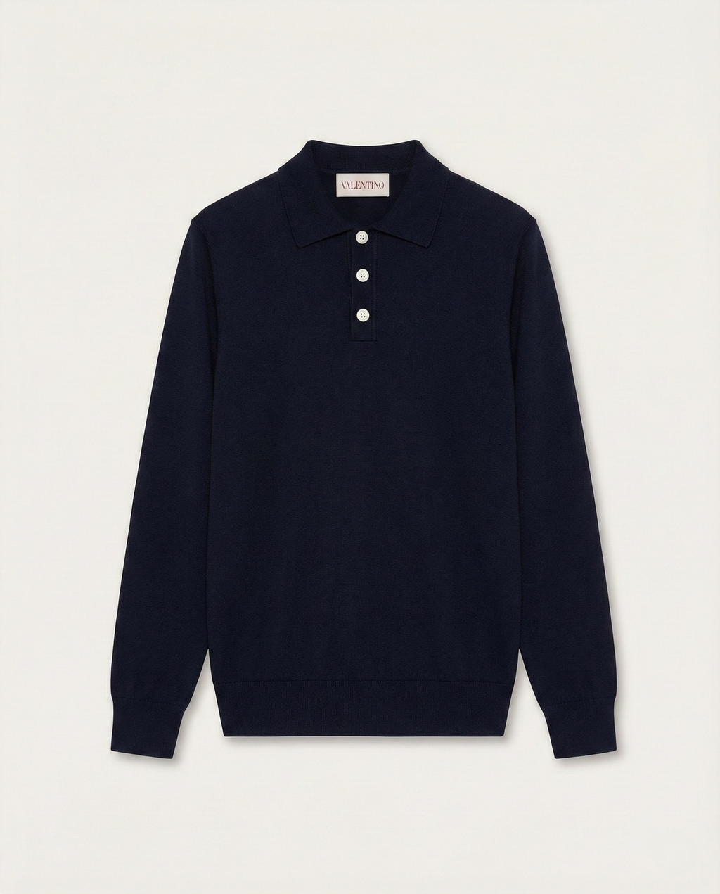 Valentino - Textured Vertical-Rib Old Money Polo Sweater