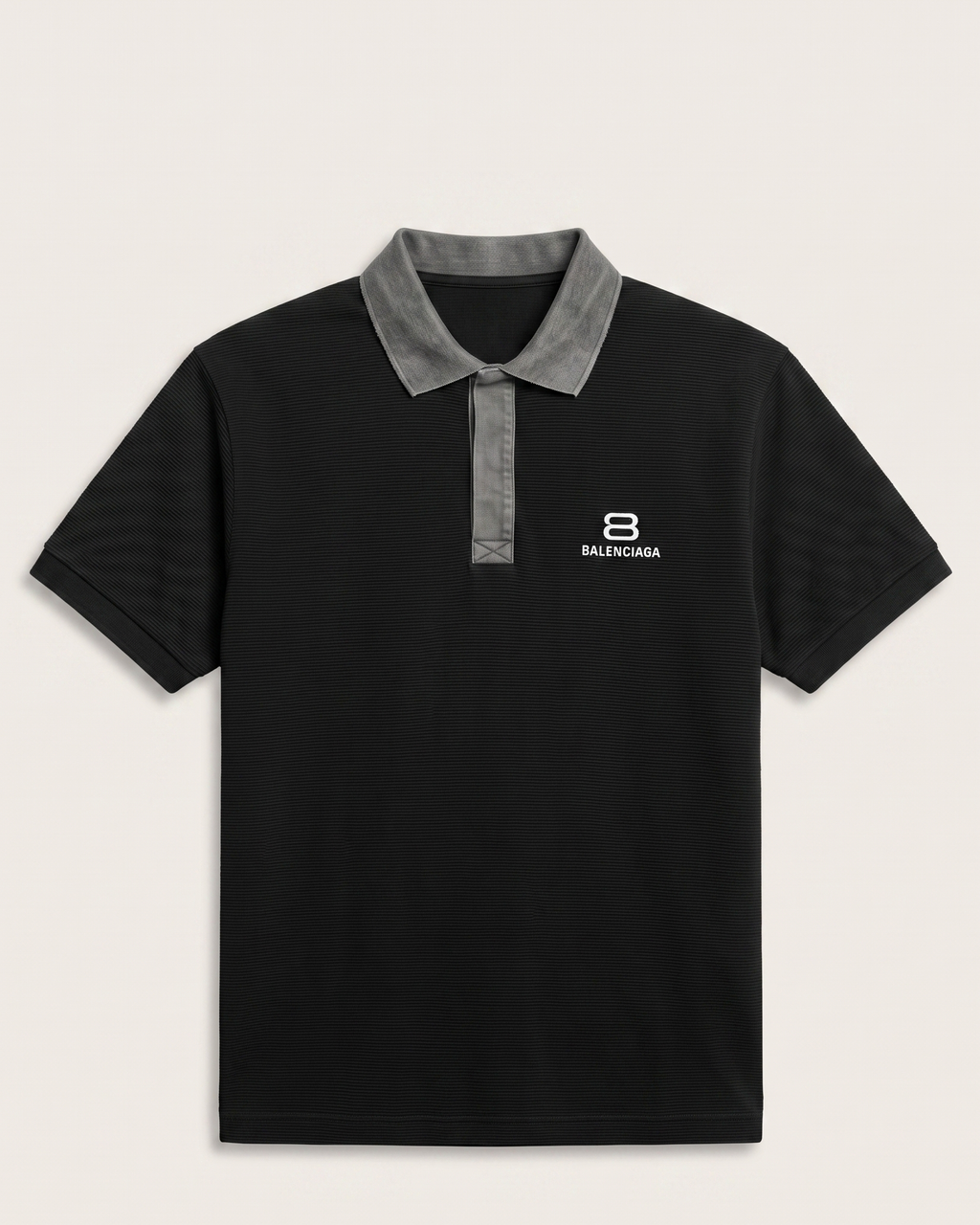 Balenciaga - Black Polo Shirt with Distressed Collar and Logo