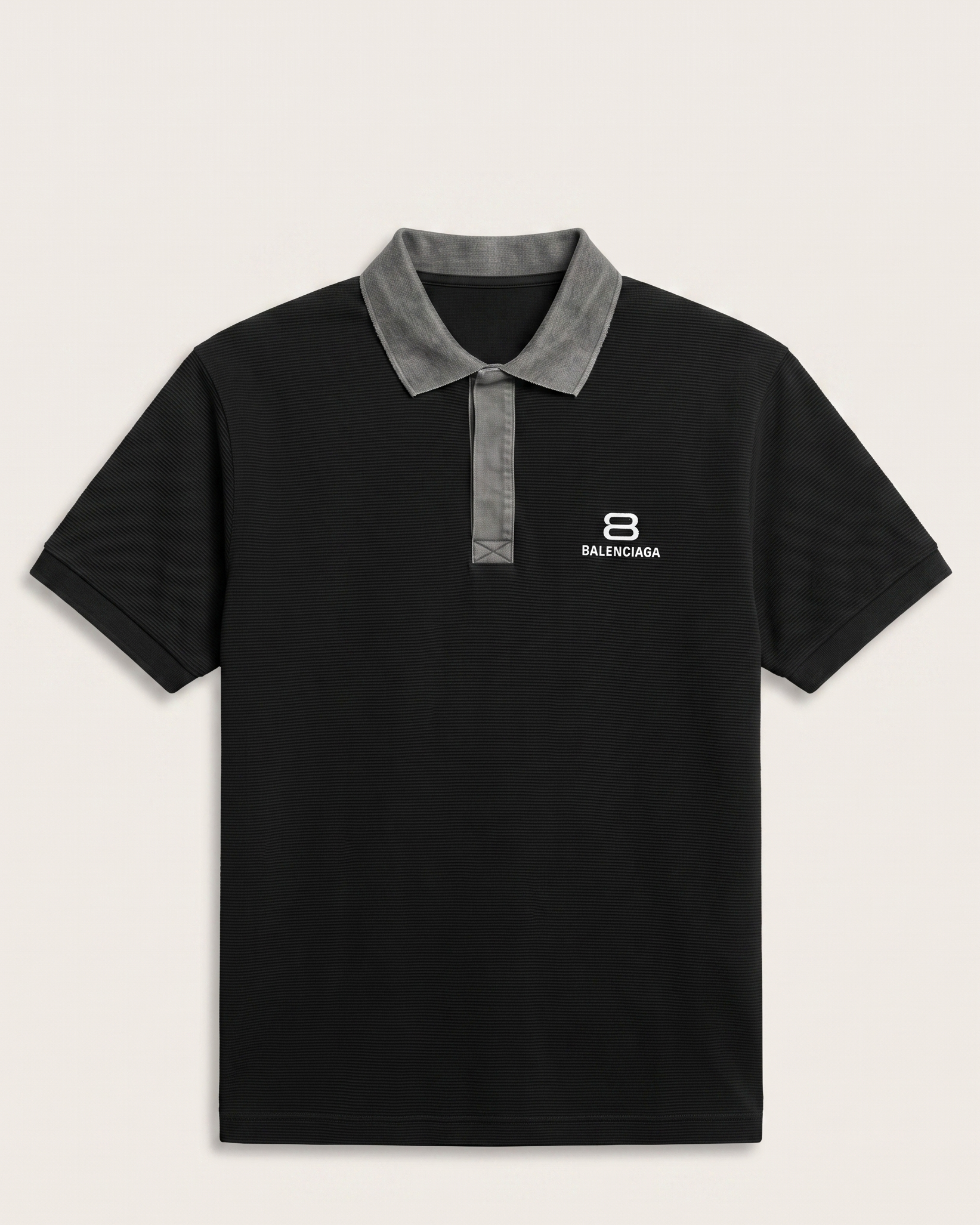Balenciaga - Black Polo Shirt with Distressed Collar and Logo