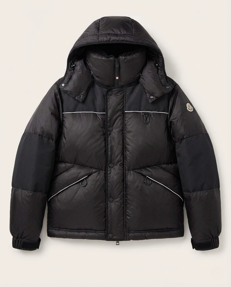 Moncler Grenoble Albiez Black Down Jacket with Faux-Fur Trim