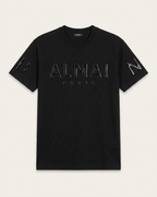 Balmain - Paris Men's Premium Cotton T-Shirt with Tonal Embossed Logo in Black