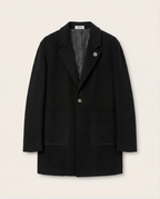 LOEWE - Men's Black Wool Blend Workwear Jacket with Anagram Brooch