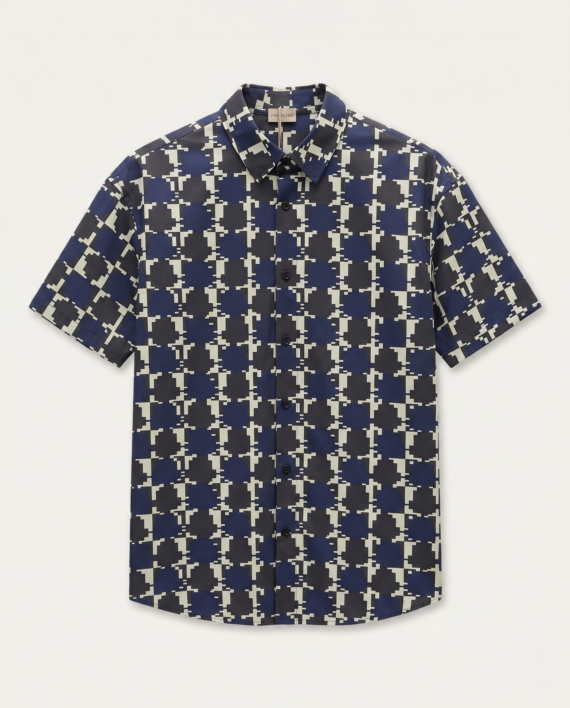 Moncler - Print Short-Sleeve Shirt - Blue/Cream