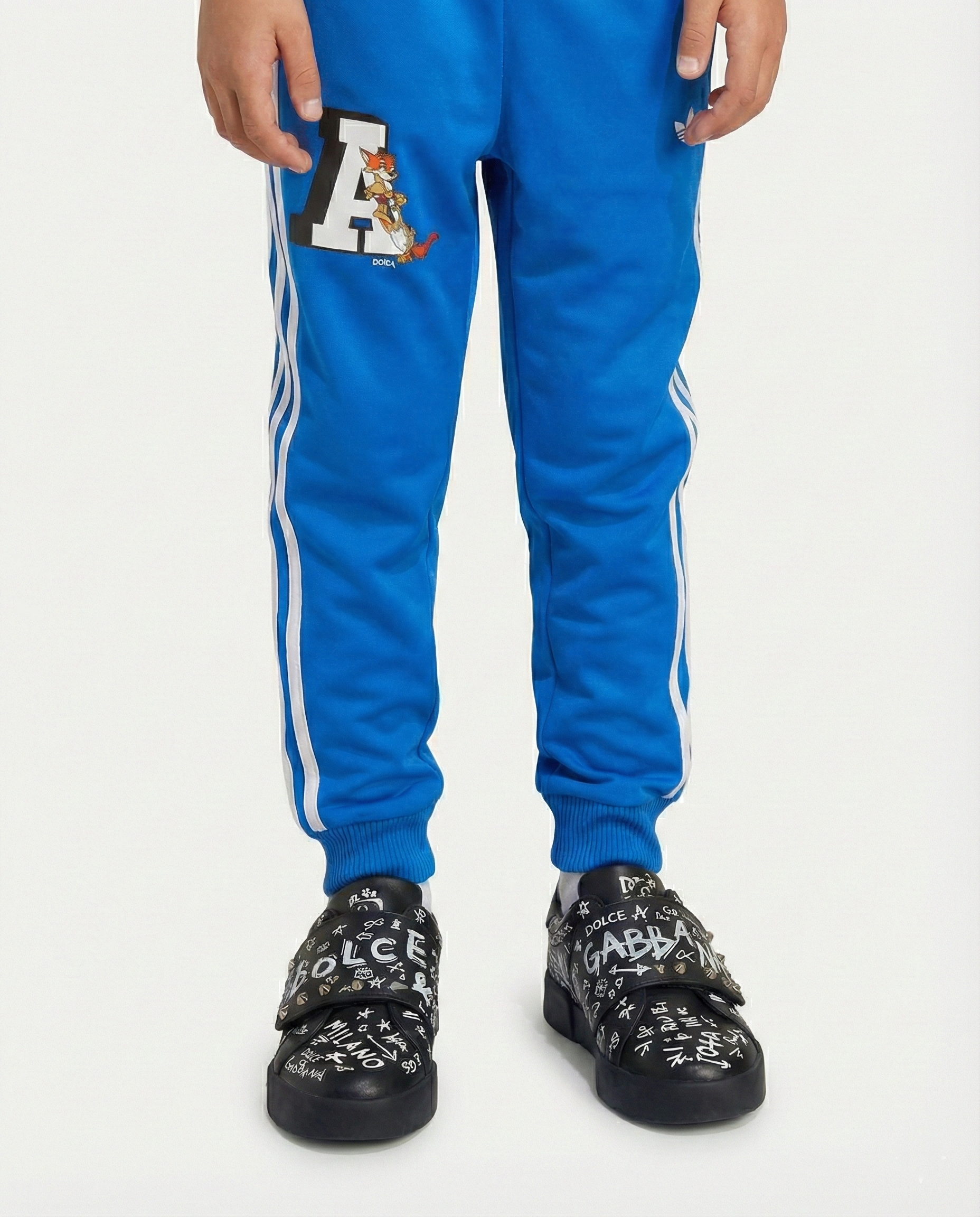 Dolce & Gabbana - Kids – Black Graffiti Logo Leather Slip-On Sneakers