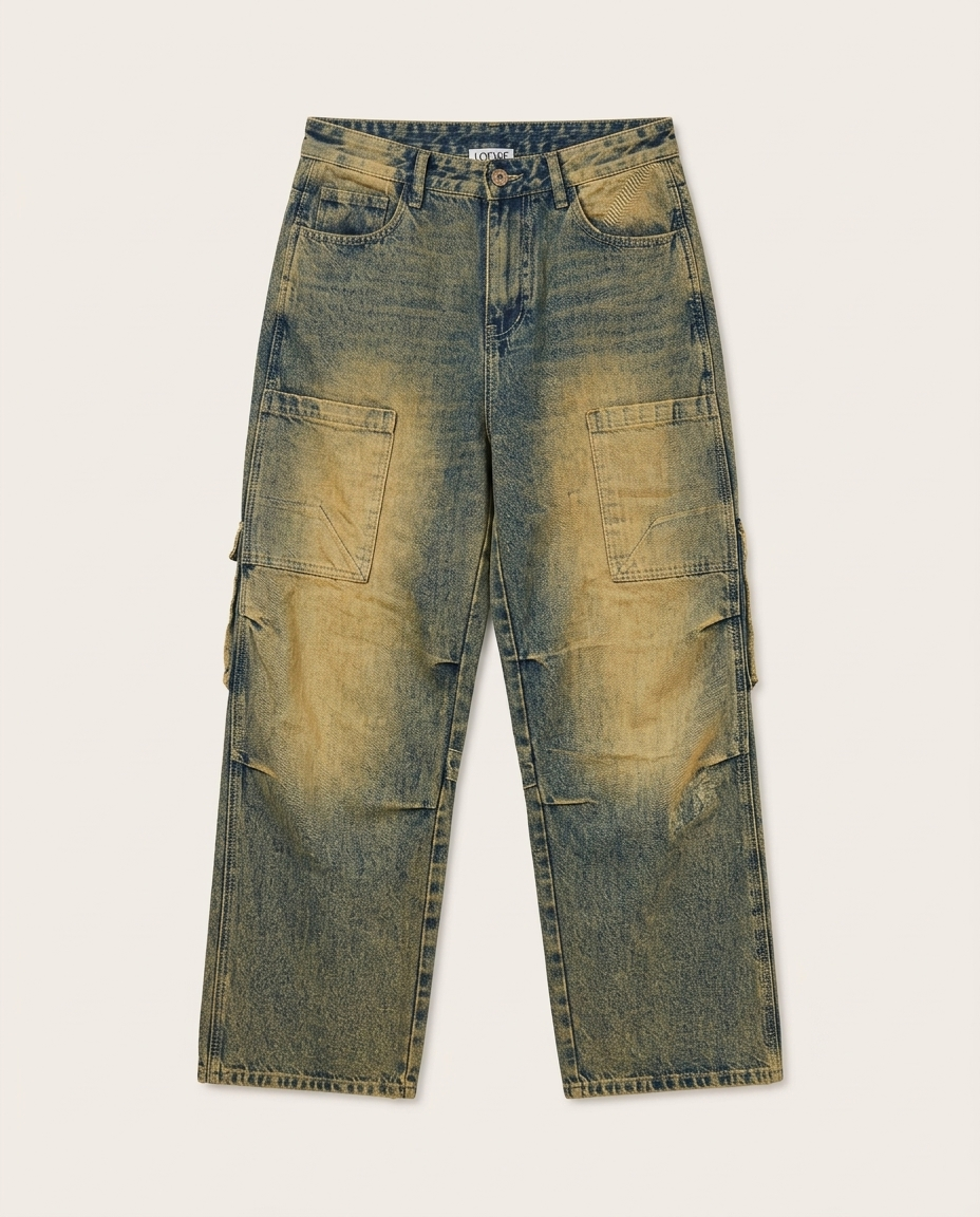 Loewe - Workwear Cargo Jeans - Sandwashed Indigo