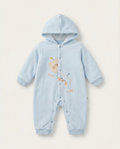 Fashion -"Lucky Bear" Thermal Ribbed Hooded Romper - Sky Blue