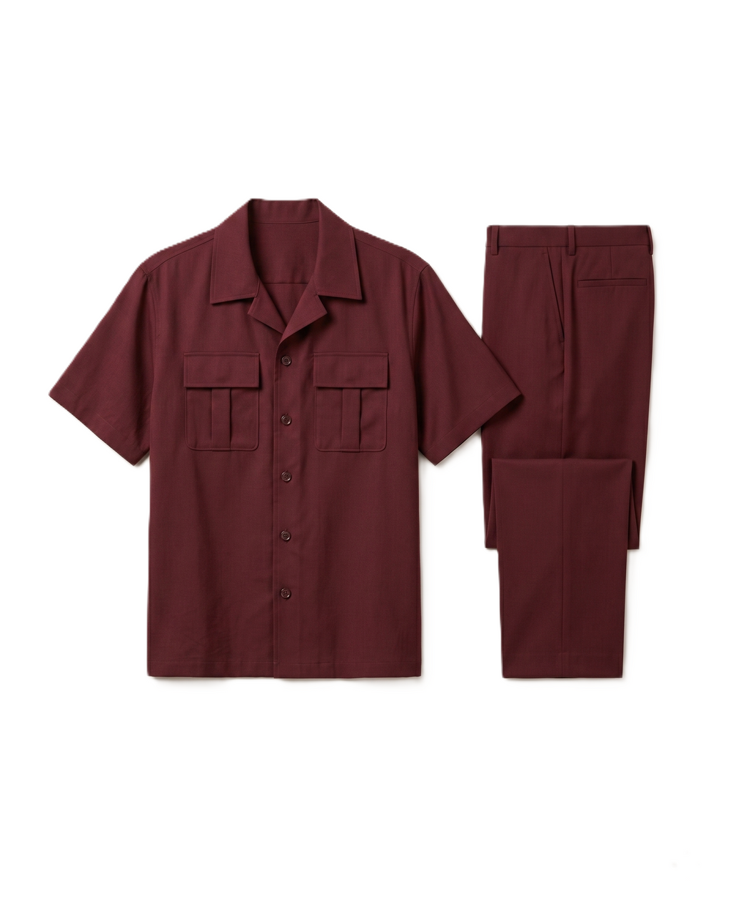 The Resort Burgundy Two-Piece Set - Shirt & Pants