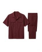 The Resort Burgundy Two-Piece Set - Shirt & Pants