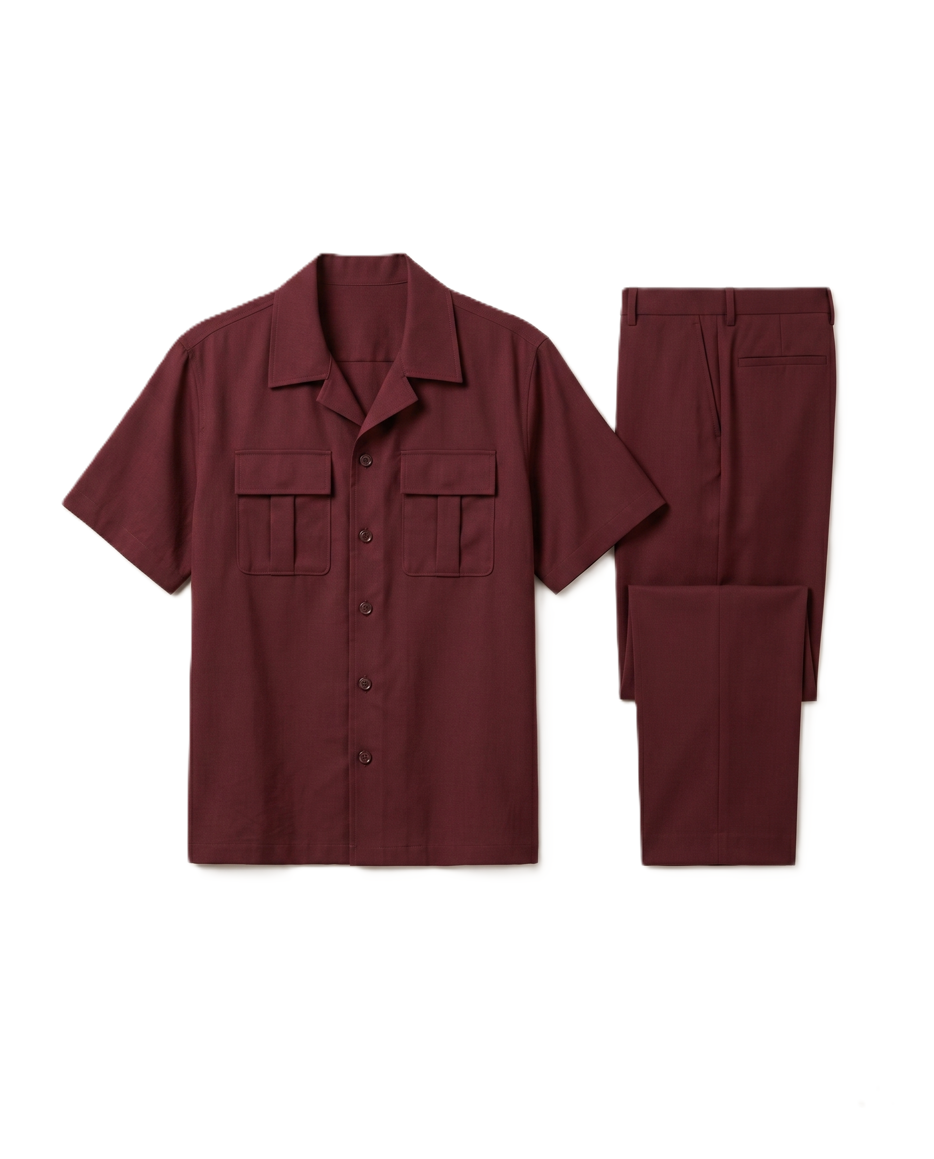 The Resort Burgundy Two-Piece Set - Shirt & Pants