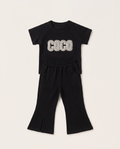 Chanel Kids - Black ‘COCO’ Pearl & Crystal Embellished Two-Piece Set