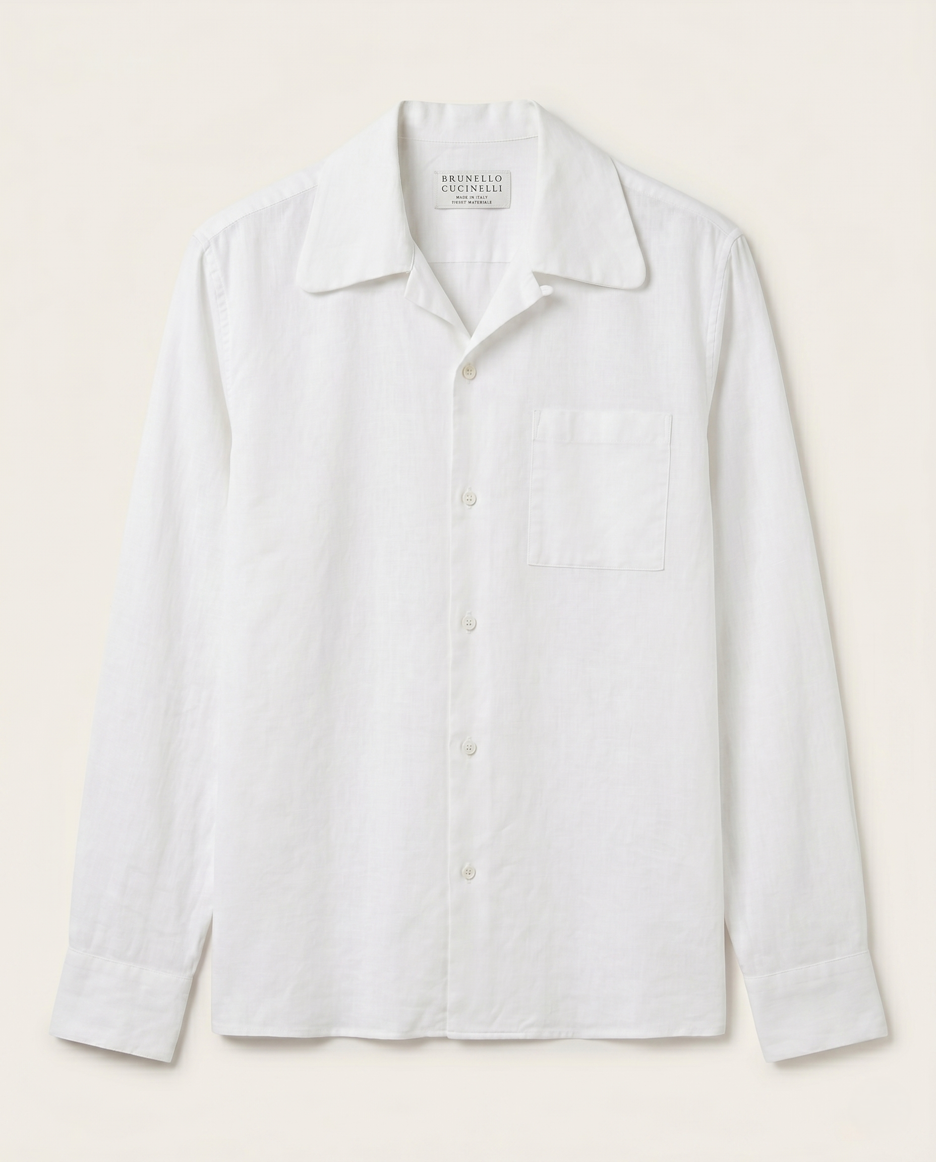 Brunello Cucinelli - White Linen Long-Sleeve Shirt