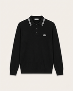 Dior - Men's Long-Sleeve Knit Polo Sweater with Striped Trim and CD Logo
