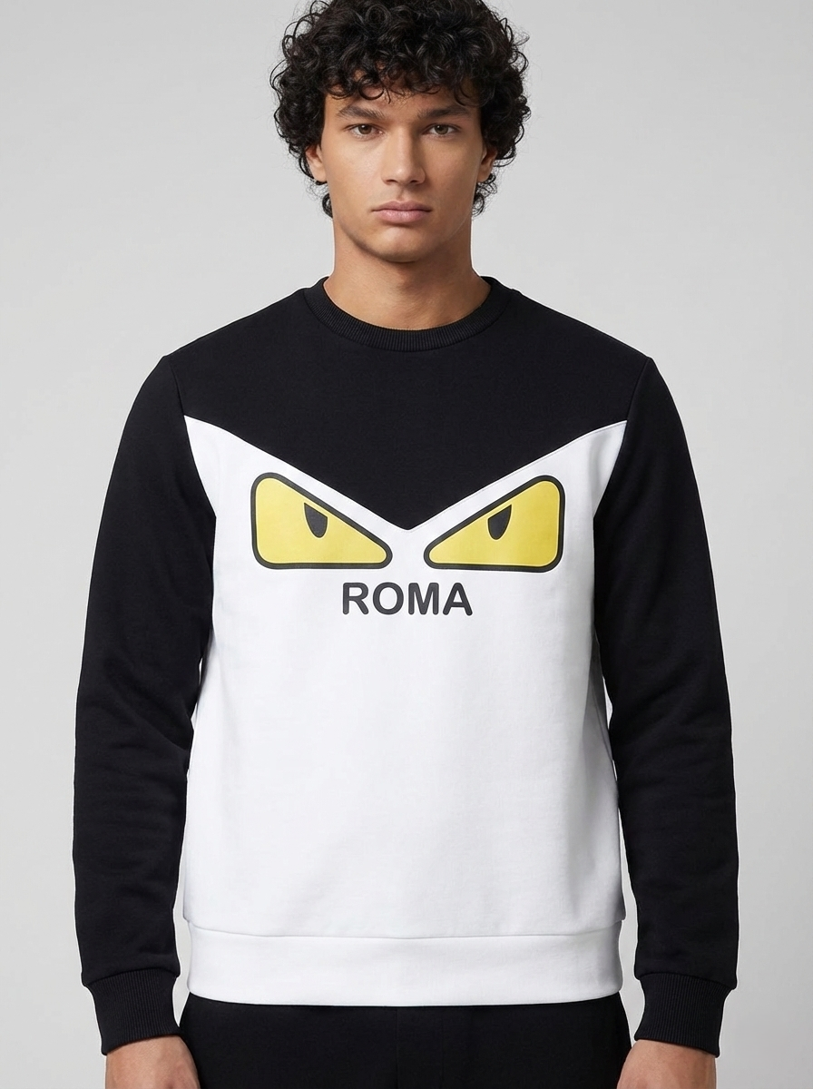 Fendi Two-Tone "Fendi Roma" Monster Eyes Sweatshirt