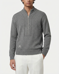 Loro Piana - Grey Fine Knit Half-Zip