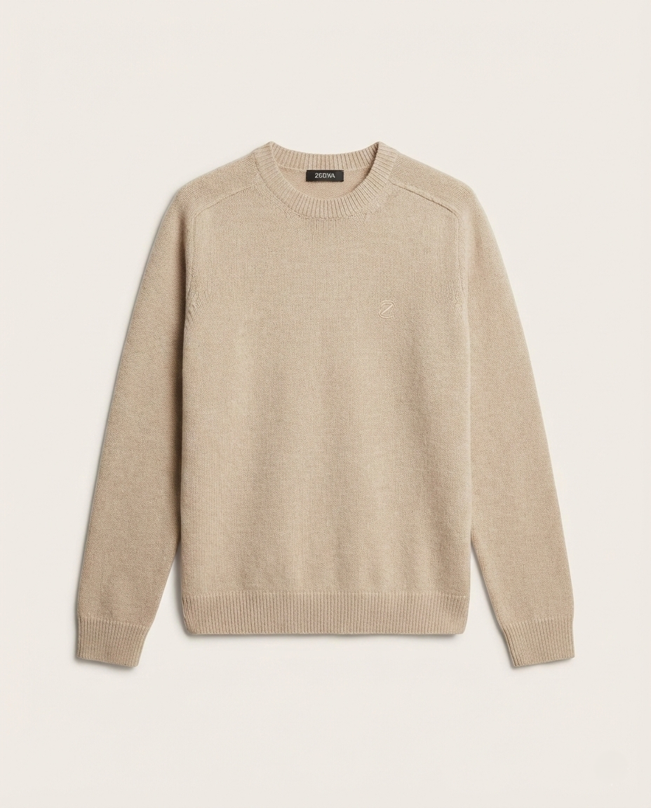 Zegna - Beige Knit Crewneck Sweater