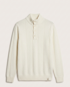 Brioni - White Ribbed Knit Quarter-Button Sweater