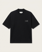 MM6 Maison Margiela - Ribbed-Neck Numerical Logo Tee in Black