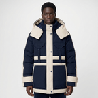 Celine - Navy n Cream Hooded Puffer Jacket