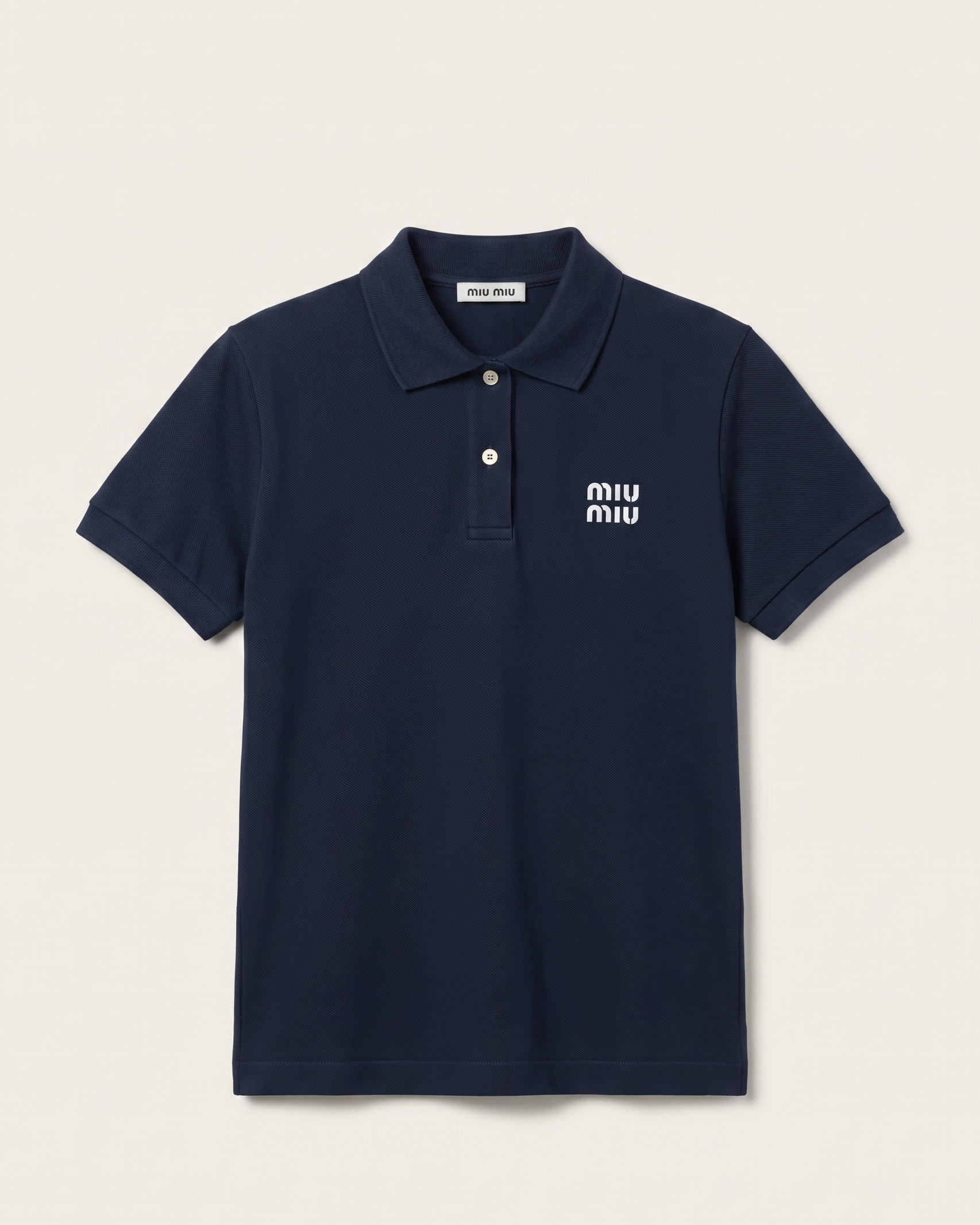 Miu Miu Kids - Piqué Polo Shirt - Navy Blue