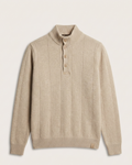 Brioni - Beige Ribbed Knit Quarter-Button Sweater