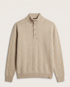 Brioni - Beige Ribbed Knit Quarter-Button Sweater