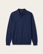 Loro Piana - Long-Sleeve Open Placket Knit Polo - Navy