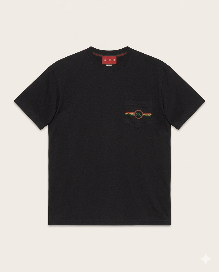 Gucci - Interlocking G Web Stripe Pocket T-Shirt – Heritage Cotton Jersey