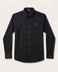 Hermès - Men's Premium Cotton Poplin Long-Sleeve Shirt with Embroidered "H" Circle Logo in Black