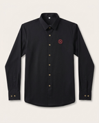 Hermès - Men's Premium Cotton Poplin Long-Sleeve Shirt with Embroidered "H" Circle Logo in Black