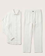 Loro Piana - White Linen Long Sleeve Shirt & Drawstring Trousers Set