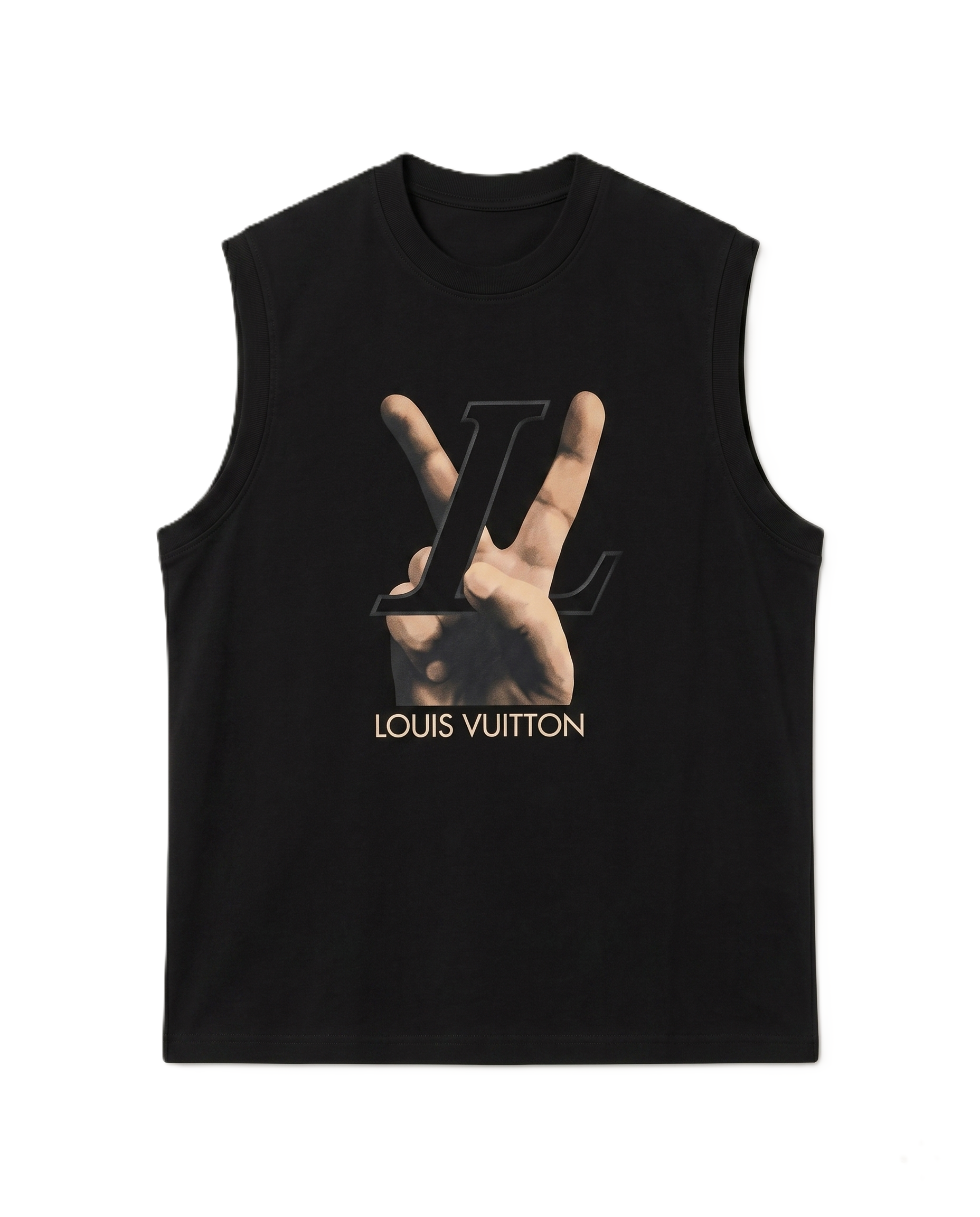 Louis Vuitton - Black Peace Sign Sleeveless Tee
