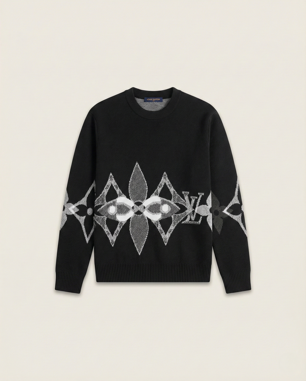 Louis Vuitton Black Oversized Monogram Graphic Knit Sweater