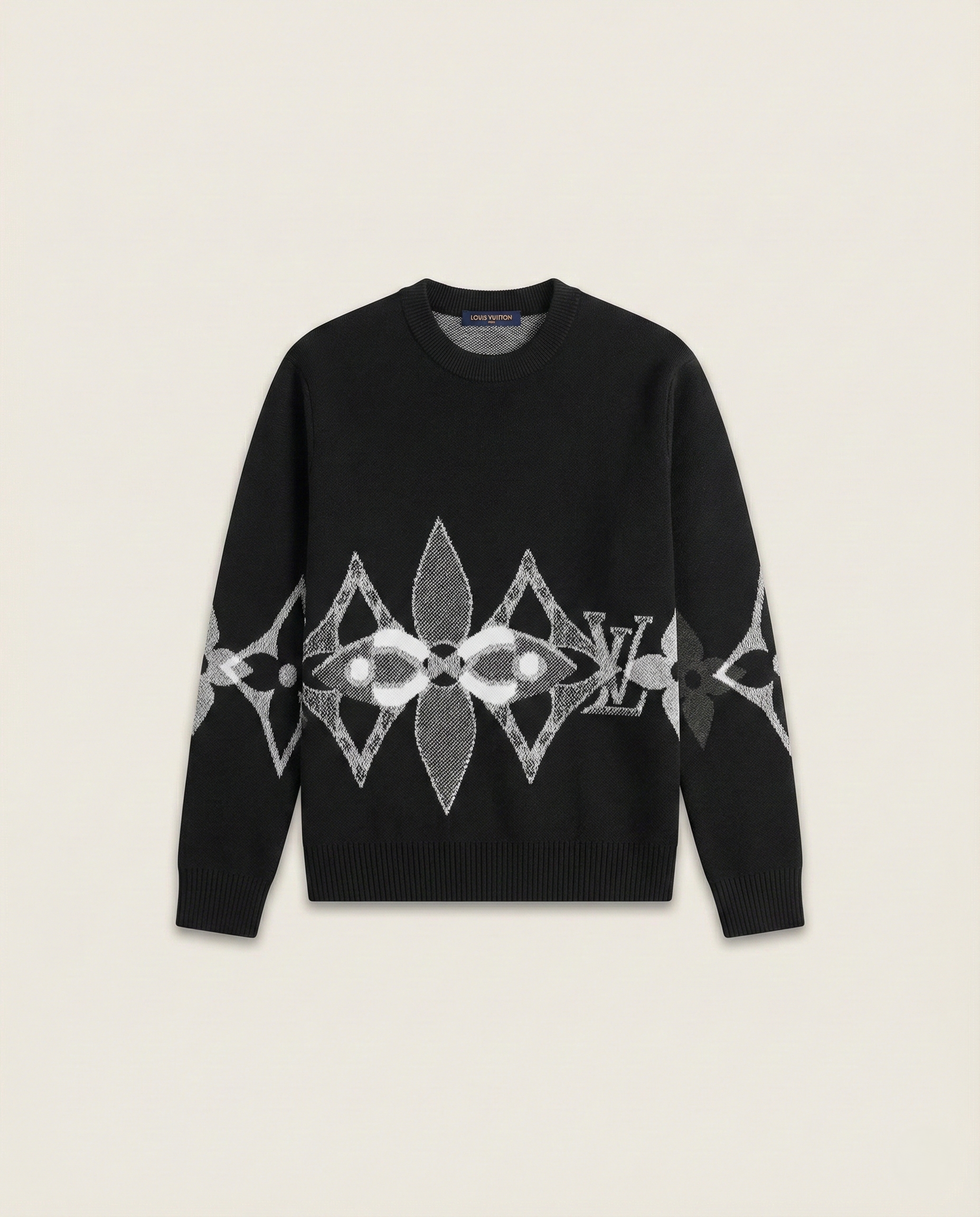 Louis Vuitton Black Oversized Monogram Graphic Knit Sweater