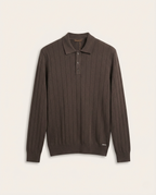 Loro Piana - Vertical Ribbed Knit Long-Sleeve Polo