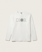 Dior x Stone Island Compass Logo White Long-Sleeve T-Shirt