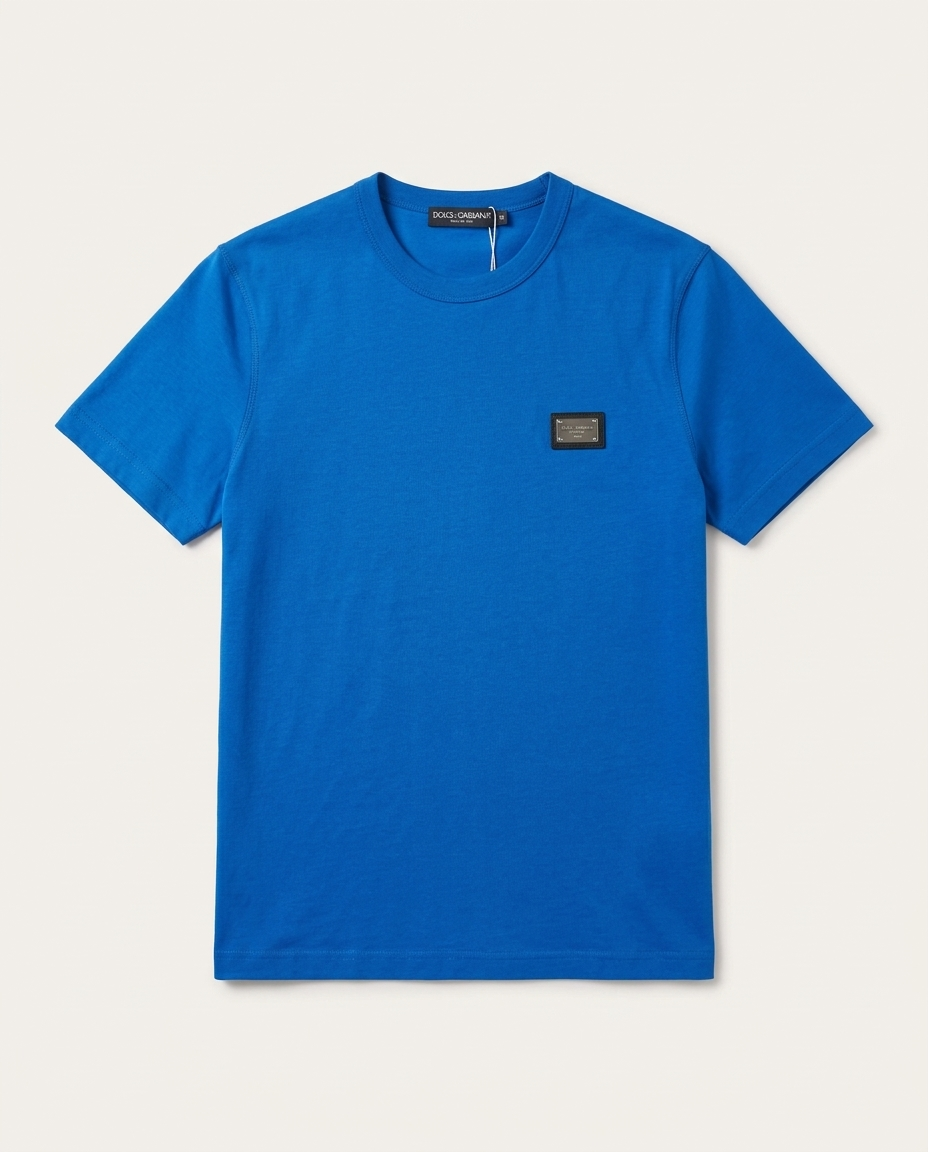 Dolce & Gabbana - Cotton T-Shirt with Enamelled Logo Plate
